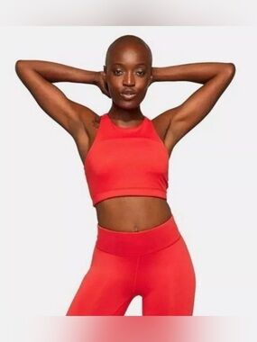 Outdoor Voices TechSweat Sports Bra/Crop Top, Size Medium, Poppy Red
